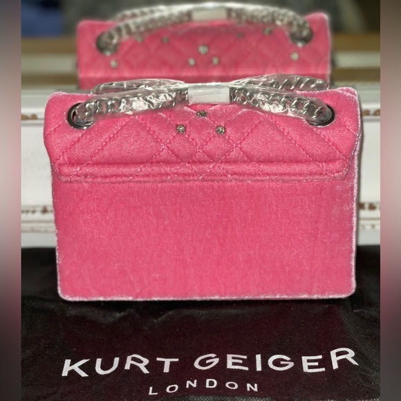 Kurt Geiger London Pink Velvet Stone Mini Crossbody Bag - Picture 3 of 9